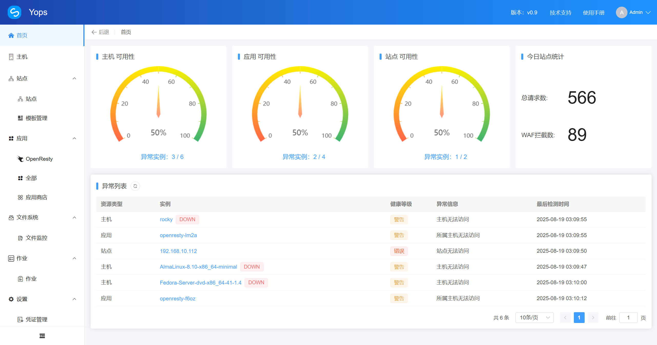 Yops运维面板界面展示